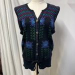 Vintage Cullinane Womens M‎ Sweater Vest Black Floral Lamb's wool blend cottage Size M Photo 1
