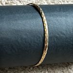 Women’s vintage unique textured two tone dainty bangle‎ bracelet one size Gold Photo 0