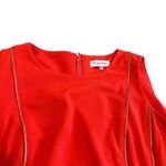 Calvin Klein  Bold Red Sleeveless Sheath Dress Gold Zipper Detail Size 8 Women's Photo 4