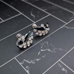 Vintage Screw Back Earrings Black & Clear Gems Stylish & Elegant Photo 2