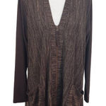 LOGO By Lori Goldstein Brown Zip-Front Cardigan Size Small Brown Cardigan Photo 0