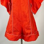 Farm Rio NWT  100% Linen Puff Sleeve Linen Romper Size XS Red Photo 8