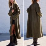 Free People  Shayla Beach Robe Olive Terry Duster Open Front Oversized Sz Medium Photo 15