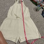 Universal Threads Crochet Romper Ivory Sleeveless Halter Back Neck Tie- Size XS Photo 7