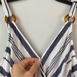American Eagle  Striped Cropped Wide Leg Jumpsuit Blue White M Photo 3