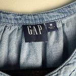 Gap Top Lace Trim Puff Sleeve Light Wash Denim Size M Boho Cottagecore Photo 5