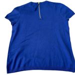 Premise  Blue Short Sleeve Crew Neck Stretch Knit Casual Sweater Size Medium Photo 3