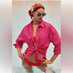Maeve  by Anthropologie Bennet Button Down Shirt Bright Pink Oversized M Photo 1