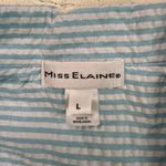 Miss Elaine Women's Pajama Set Blue Stripe Seersucker L Button Down Top Pants Blue Size L Photo 2