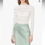 BCBGMAXAZRIA New  White Sheer Striped Body Suit Photo 1