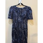 XScape  Women Blue Sequined Ball Gown 4507 Size 6 Floral Trumpet Mother Of Bride Photo 4