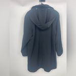 Gallery  woman's black trench‎ coat with hood  size Medium Photo 4