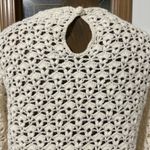 ZARA Crochet Top Sweater Women’s Small Cream Boat Neck Long Sleeve Photo 5