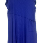 Habitat  Blue Midi Shirt Dress Minimalist Lagenlook Pocket Short Sleeve Size XL Photo 0