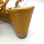 Franco Sarto  Womens Wedge Sandals Leather Laser Cut Slingback Yellow Size 8 Photo 5