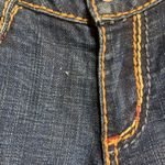 Vintage Y2K Blue Tattoo floral embroidered dark wash flaired jeans sz 30 Photo 8