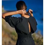 Sweaty Betty  Loren‎ Poplin Romper in Black Size L NWT Anthropologie Photo 2