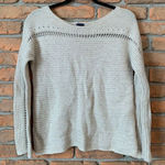 Gap Womens Medium Sweater Beige Cotton Knit Open Stitch Long Sleeve Pullover Photo 0