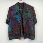 Womens VTG Art Deco 2 Piece Outfit Blouse Skirt Business Career Hawaiian 1980’s Purple Size L Photo 5