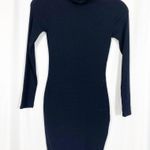 Naked Wardrobe Mock Neck Ribbed Long Sleeve Bodycon Mini Dress: Black Photo 0