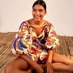 Farm Rio Banana Bunch Voluminous Puff Sleeve Blouse Shirt Top Photo 1