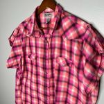 Wrangler  Top 3XL Button-Front Western Shirt Pink Orange Plaid Pearl Snap Women's Photo 3