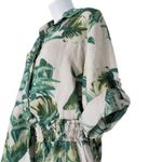 PURO LINO 100% Linen Italy Palms XL Set 2 Piece Blouse & Short Casual Photo 4