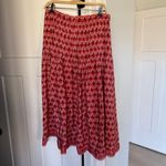 J.Crew Pink Pleated drop-waist midi skirt in block-print Floral Red Photo 3
