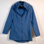 Champion Blue Full Zip Performance Water Resistant Long Coat Hood Women Medium Photo 0