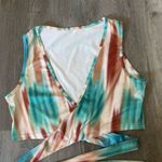 SheIn Wrap Crop Top Small Adjustable Aqua Teal Festival Party Photo 3