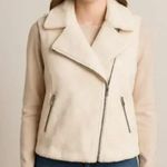 Naked Zebra Cozy Winter White Faux Shearling Moto Vest M Photo 9