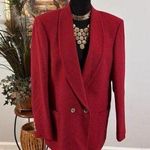 PBM Womens 12 Red Lined Double Breasted Button Collared Long Sleeve 100% Camel Photo 0