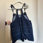 American Vintage Vintage 90s Anchor Blue‎ Denim Short Overall Sz Large Dark Wash Shortall Photo 5