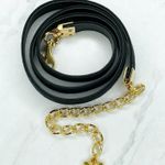 Black Faux Leather Belt Butterfly Charm Gold Chain Accents Medium (M) ✨ Photo 0