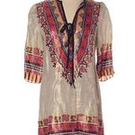 Nanette Lepore  Metallic Colorful Linen Dress sz6 Photo 0