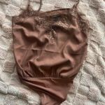 EXPRESS  Cami Lace Bodysuit Tan Photo 1
