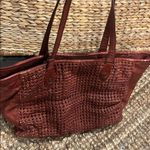 Frye NEW  Brown Chestnut Woven Leather Tote Bag Large Photo 2