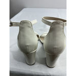 Womans Sugar Machelene Slip On Sandals 8 M White Open Toe Ankle Strap Block Heel Photo 4