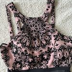 City Studios Juniors Illusion Flocked Fit and Flare Dress Size 3 Pink and Black Photo 2