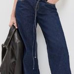 SLVRLAKE Mica Belted Low Rise Baggy Wide Leg Jeans in Midnight Mile Sz 30 $300 Blue Photo 1
