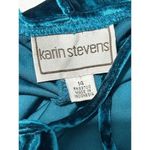 Karin Stevens Scoop Neck Stretchy Velvet Dress Teal Blue Women's Cowl Size 14 Photo 1