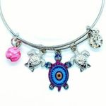 Boutique Beaded Sea Turtle Charm Colorful Bangle Bracelet Photo 4