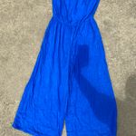 Aerie Blue Strapless Cropped Jumpsuit Size L Photo 0