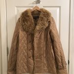 Donatella Sport Womens Tan 3 In 1 Suede Faux Fur Trim Penny Lane Coat SMALL Photo 5