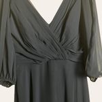 Navy Blue Pleated Chiffon V Photo 6