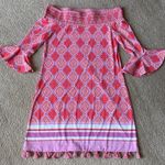 NWT Cabana Life Coral Geo Coverluxe Smocked Off Photo 9