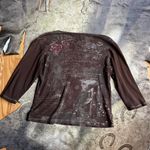 Coffee Shop  Brown Cotton Long Sleeve Top Photo 2