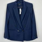 J.Crew Relaxed Double Breasted Blazer Jacket City Twill Viscose Navy US 2 NWT Photo 0