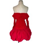 AKNVAS for FWRD Greta Stretch Puff Jersey Dress in Red 4 New Womens Mini Photo 5