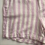 Old Navy Women’s Linen Blend Striped Shorts Size 14 Beige Purple Lightweight Photo 3